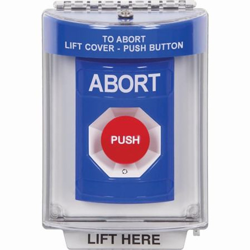 SS2431AB-EN STI Blue Indoor/Outdoor Flush Turn-to-Reset Stopper Station with ABORT Label English