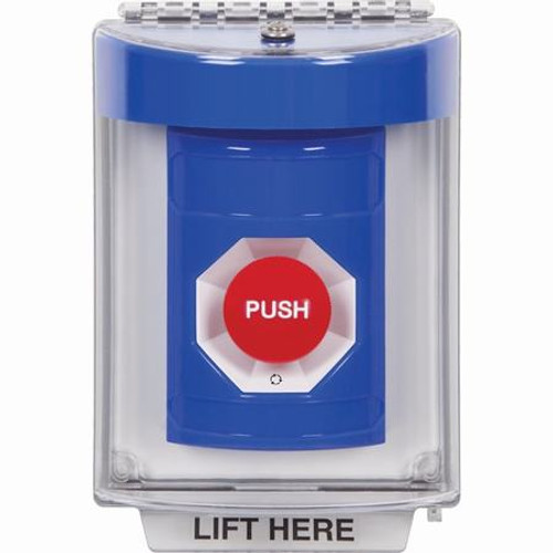 SS2441NT-EN STI Blue Indoor/Outdoor Flush w/ Horn Turn-to-Reset Stopper Station with No Text Label English