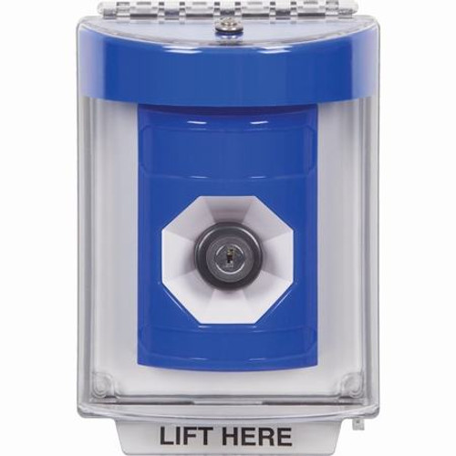SS2443NT-EN STI Blue Indoor/Outdoor Flush w/ Horn Key-to-Activate Stopper Station with No Text Label English