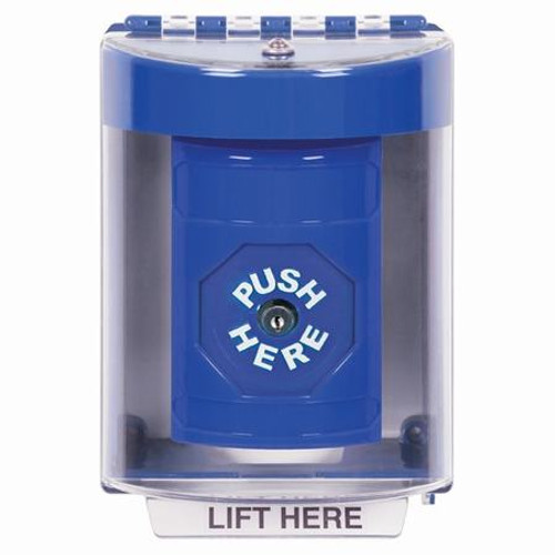 SS2470NT-EN STI Blue Indoor/Outdoor Surface Key-to-Reset Stopper Station with No Text Label English