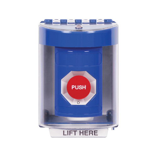 SS2471NT-EN STI Blue Indoor/Outdoor Surface Turn-to-Reset Stopper Station with No Text Label English