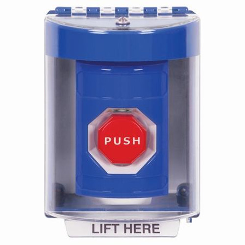SS2478NT-EN STI Blue Indoor/Outdoor Surface Pneumatic (Illuminated) Stopper Station with No Text Label English