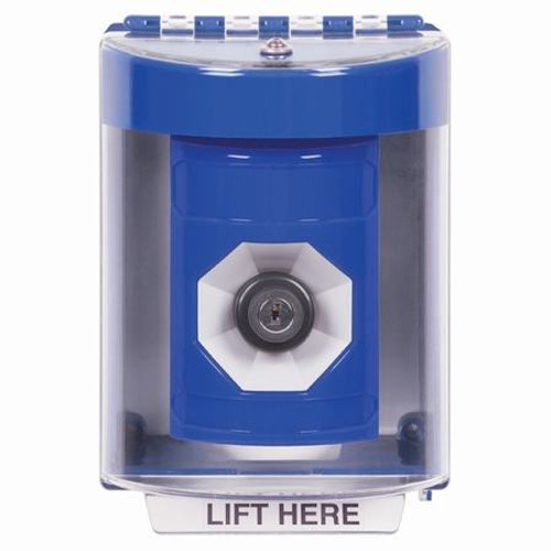 SS2483NT-EN STI Blue Indoor/Outdoor Surface w/ Horn Key-to-Activate Stopper Station with No Text Label English