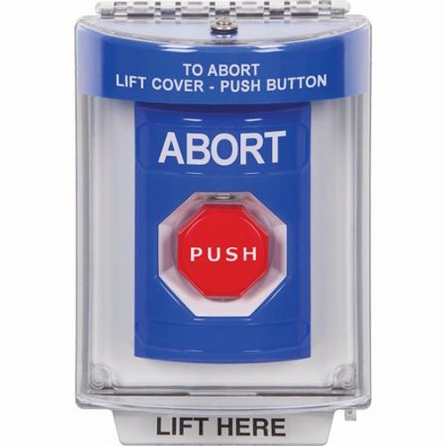 SS2435AB-EN STI Blue Indoor/Outdoor Flush Momentary (Illuminated) Stopper Station with ABORT Label English