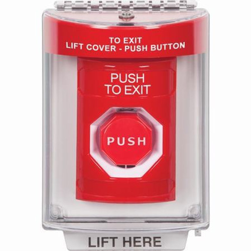 SS2032PX-EN STI Red Indoor/Outdoor Flush Key-to-Reset (Illuminated) Stopper Station with PUSH TO EXIT Label English