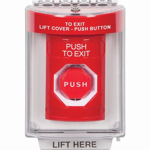 SS2042PX-EN STI Red Indoor/Outdoor Flush w/ Horn Key-to-Reset (Illuminated) Stopper Station with PUSH TO EXIT Label English
