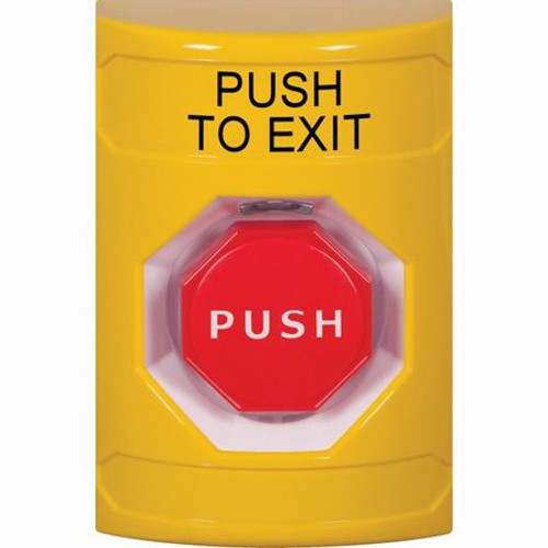 SS2202PX-EN STI Yellow No Cover Key-to-Reset (Illuminated) Stopper Station with PUSH TO EXIT Label English