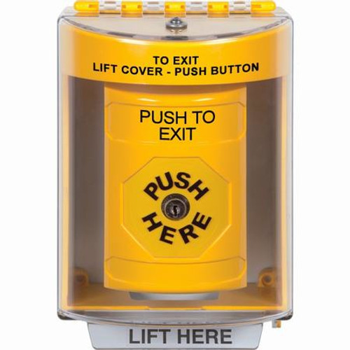 SS2270PX-EN STI Yellow Indoor/Outdoor Surface Key-to-Reset Stopper Station with PUSH TO EXIT Label English