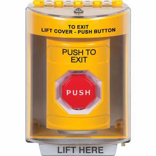 SS2272PX-EN STI Yellow Indoor/Outdoor Surface Key-to-Reset (Illuminated) Stopper Station with PUSH TO EXIT Label English