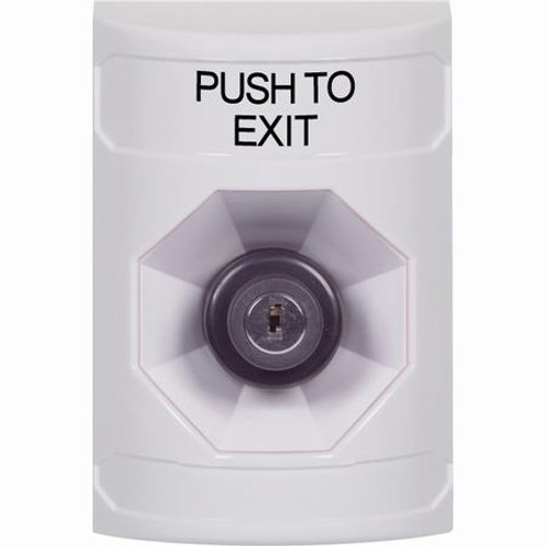 SS2303PX-EN STI White No Cover Key-to-Activate Stopper Station with PUSH TO EXIT Label English