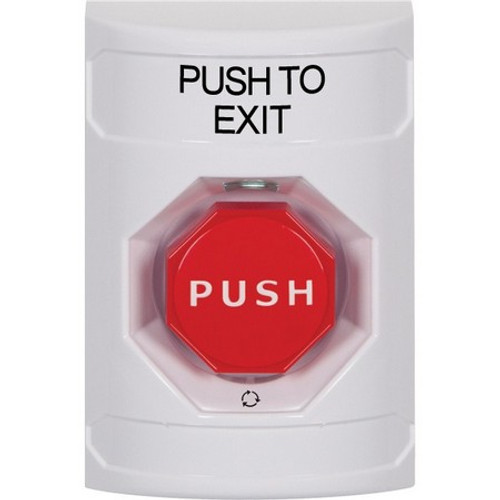 SS2309PX-EN STI White No Cover Turn-to-Reset (Illuminated) Stopper Station with PUSH TO EXIT Label English