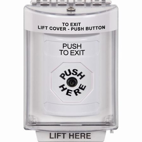 SS2330PX-EN STI White Indoor/Outdoor Flush Key-to-Reset Stopper Station with PUSH TO EXIT Label English