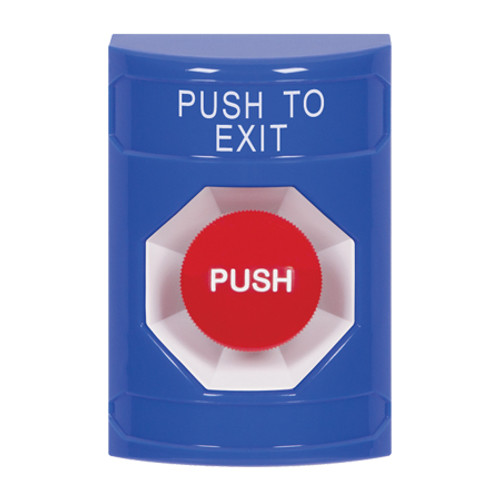 SS2404PX-EN STI Blue No Cover Momentary Stopper Station with PUSH TO EXIT Label English