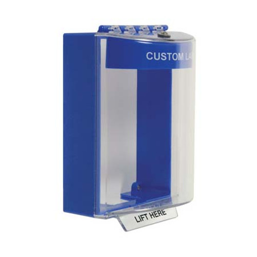 STI-13210CB STI Universal Stopper Dome Cover Surface Mount and Hood - Custom Label - Blue - Non-Returnable
