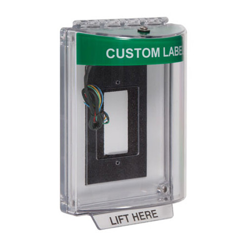 STI-13330CG STI Universal Stopper Dome Cover Enclosure Flush Back Box and Hood with Horn and Relay - Custom Label - Green - Non-Returnable