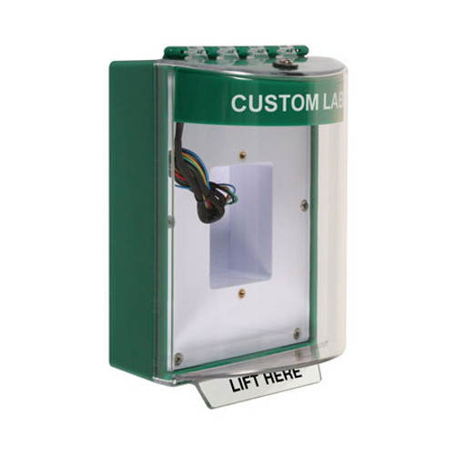 STI-13430CG STI Universal Stopper Dome Cover Enclosed Back Box, Sealed Mounting Plate and Hood with Horn and Relay - Custom Label - Green - Non-Returnable