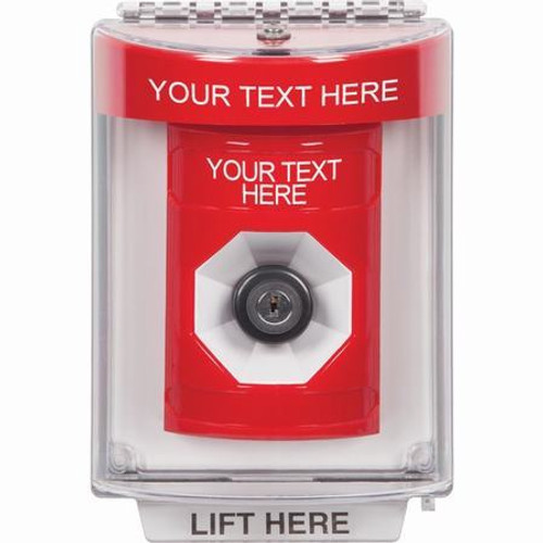 SS2033ZA-EN STI Red Indoor/Outdoor Flush Key-to-Activate Stopper Station with Non-Returnable Custom Text Label English