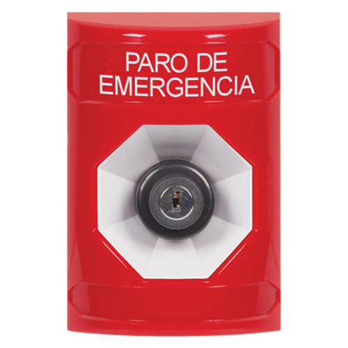 SS2003ES-ES STI Red No Cover Key-to-Activate Stopper Station with EMERGENCY STOP Label Spanish