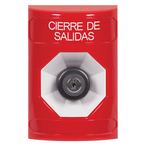 SS2003LD-ES STI Red No Cover Key-to-Activate Stopper Station with LOCKDOWN Label Spanish