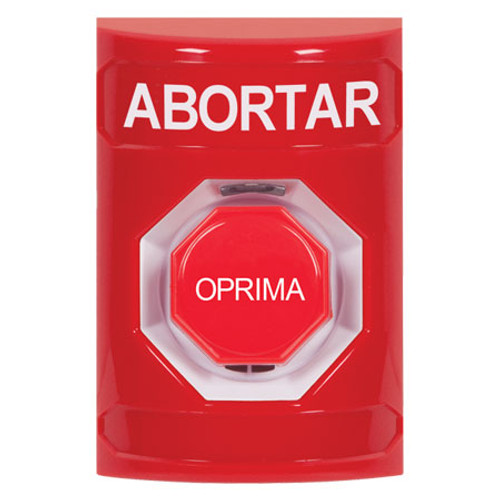 SS2005AB-ES STI Red No Cover Momentary (Illuminated) Stopper Station with ABORT Label Spanish