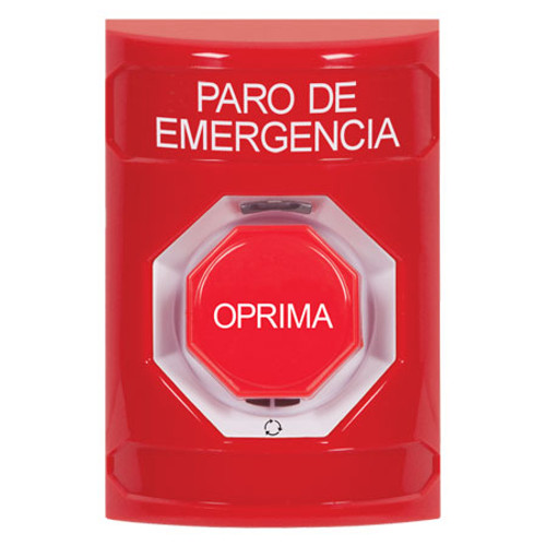 SS2009ES-ES STI Red No Cover Turn-to-Reset (Illuminated) Stopper Station with EMERGENCY STOP Label Spanish