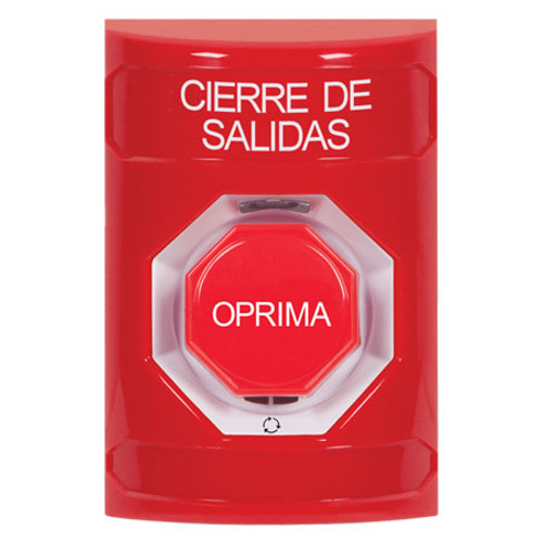 SS2009LD-ES STI Red No Cover Turn-to-Reset (Illuminated) Stopper Station with LOCKDOWN Label Spanish