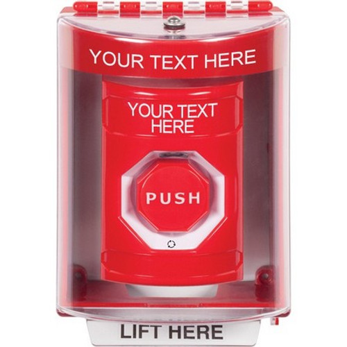 SS2089ZA-EN STI Red Indoor/Outdoor Surface w/ Horn Turn-to-Reset (Illuminated) Stopper Station with Non-Returnable Custom Text Label English