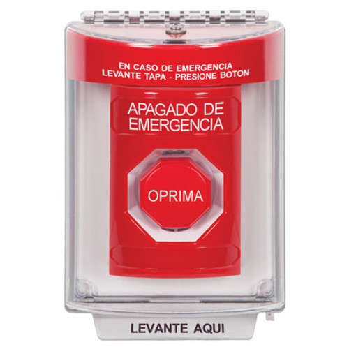 SS2035ES-ES STI Red Indoor/Outdoor Flush Momentary (Illuminated) Stopper Station with EMERGENCY STOP Label Spanish