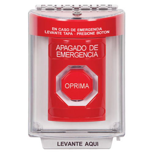 SS2035PO-ES STI Red Indoor/Outdoor Flush Momentary (Illuminated) Stopper Station with EMERGENCY POWER OFF Label Spanish