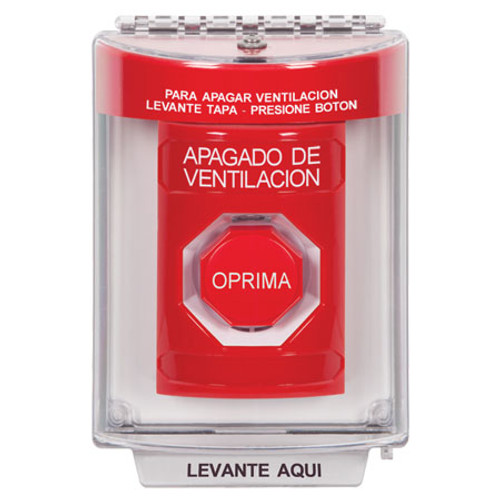 SS2042HV-ES STI Red Indoor/Outdoor Flush w/ Horn Key-to-Reset (Illuminated) Stopper Station with HVAC SHUT DOWN Label Spanish