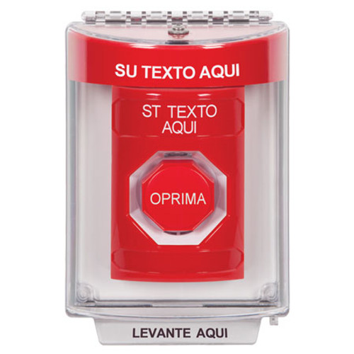 SS2042ZA-ES STI Red Indoor/Outdoor Flush w/ Horn Key-to-Reset (Illuminated) Stopper Station with Non-Returnable Custom Text Label Spanish