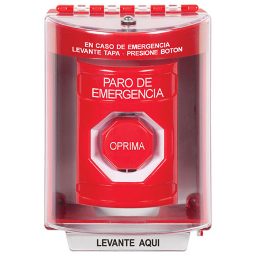 SS2072ES-ES STI Red Indoor/Outdoor Surface Key-to-Reset (Illuminated) Stopper Station with EMERGENCY STOP Label Spanish