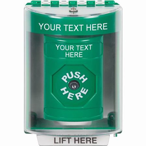 SS2170ZA-EN STI Green Indoor/Outdoor Surface Key-to-Reset Stopper Station with Non-Returnable Custom Text Label English