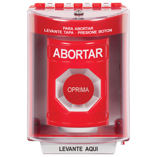 SS2084AB-ES STI Red Indoor/Outdoor Surface w/ Horn Momentary Stopper Station with ABORT Label Spanish