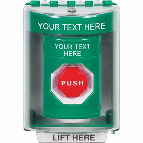 SS2178ZA-EN STI Green Indoor/Outdoor Surface Pneumatic (Illuminated) Stopper Station with Non-Returnable Custom Text Label English