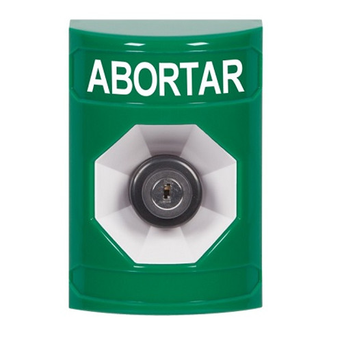 SS2103AB-ES STI Green No Cover Key-to-Activate Stopper Station with ABORT Label Spanish