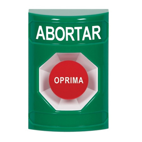 SS2104AB-ES STI Green No Cover Momentary Stopper Station with ABORT Label Spanish