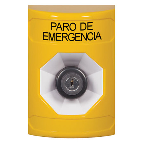SS2203ES-ES STI Yellow No Cover Key-to-Activate Stopper Station with EMERGENCY STOP Label Spanish