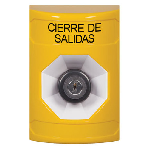 SS2203LD-ES STI Yellow No Cover Key-to-Activate Stopper Station with LOCKDOWN Label Spanish