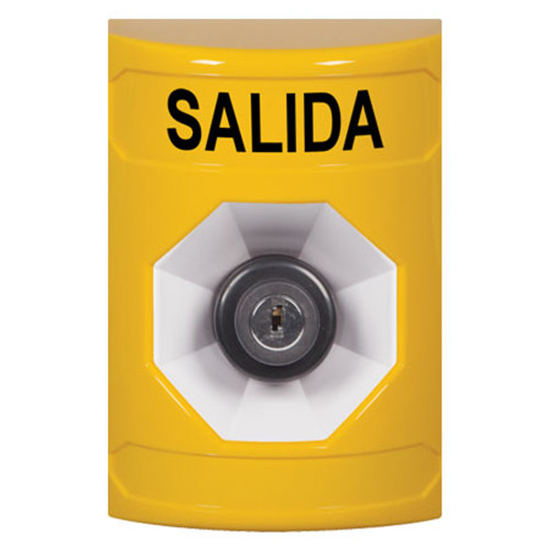 SS2203XT-ES STI Yellow No Cover Key-to-Activate Stopper Station with EXIT Label Spanish