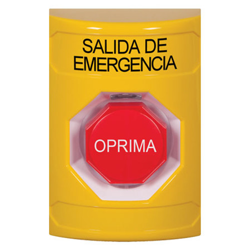 SS2205EX-ES STI Yellow No Cover Momentary (Illuminated) Stopper Station with EMERGENCY EXIT Label Spanish