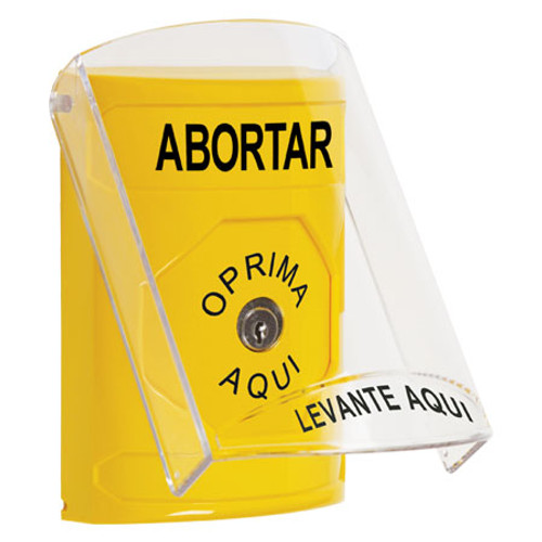 SS2220AB-ES STI Yellow Indoor Only Flush or Surface Key-to-Reset Stopper Station with ABORT Label Spanish