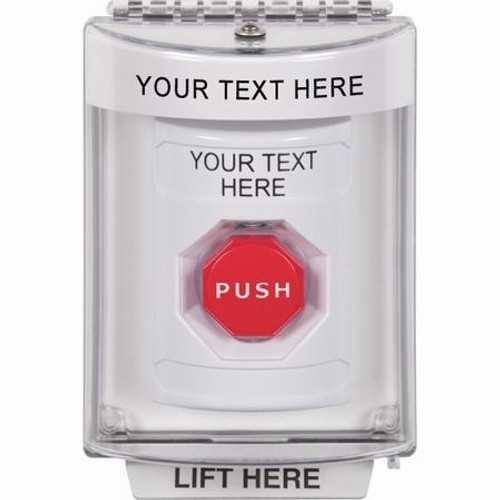 SS2332ZA-EN STI White Indoor/Outdoor Flush Key-to-Reset (Illuminated) Stopper Station with Non-Returnable Custom Text Label English