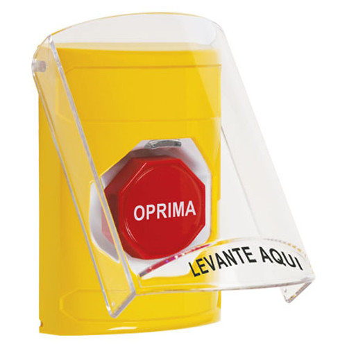 SS2222NT-ES STI Yellow Indoor Only Flush or Surface Key-to-Reset (Illuminated) Stopper Station with No Text Label Spanish