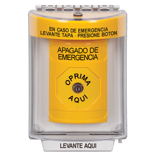 SS2230PO-ES STI Yellow Indoor/Outdoor Flush Key-to-Reset Stopper Station with EMERGENCY POWER OFF Label Spanish