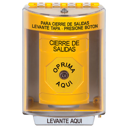 SS2270LD-ES STI Yellow Indoor/Outdoor Surface Key-to-Reset Stopper Station with LOCKDOWN Label Spanish