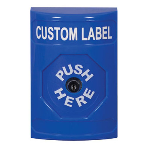 SS2400ZA-EN STI Blue No Cover Key-to-Reset Stopper Station with Non-Returnable Custom Text Label English