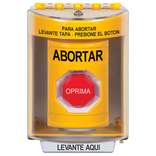 SS2282AB-ES STI Yellow Indoor/Outdoor Surface w/ Horn Key-to-Reset (Illuminated) Stopper Station with ABORT Label Spanish