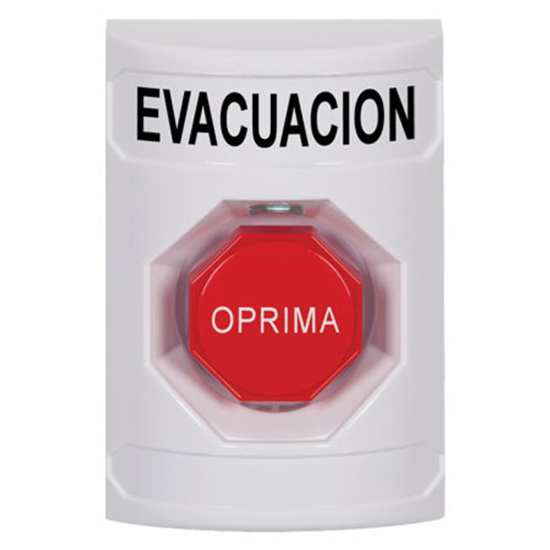 SS2302EV-ES STI White No Cover Key-to-Reset (Illuminated) Stopper Station with EVACUATION Label Spanish