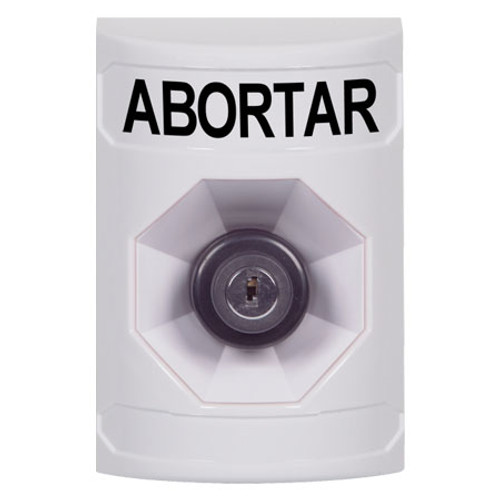 SS2303AB-ES STI White No Cover Key-to-Activate Stopper Station with ABORT Label Spanish